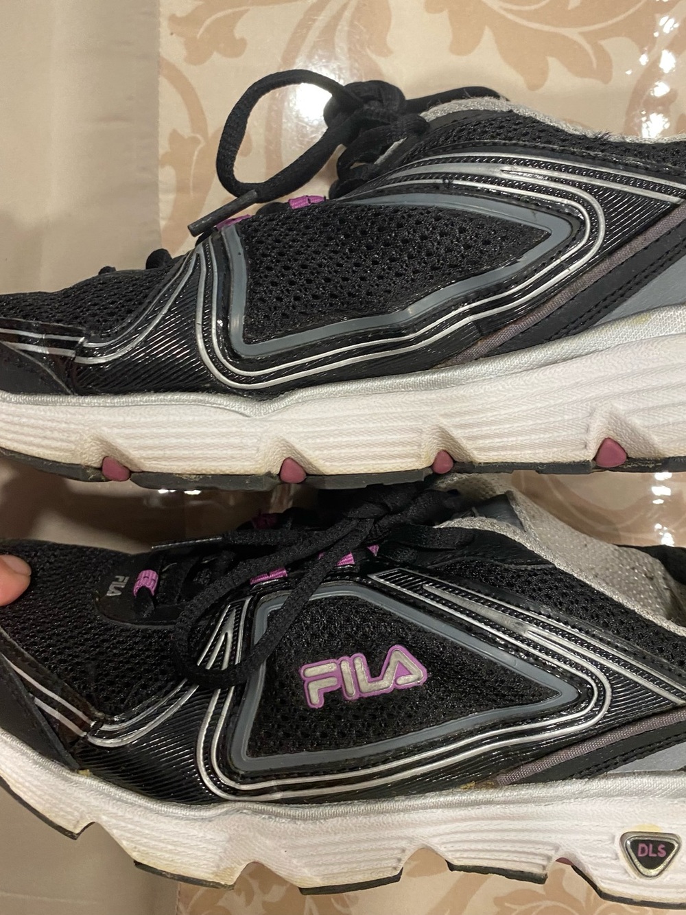 Fila Women's Black Athletic Sneakers with Purple Accents